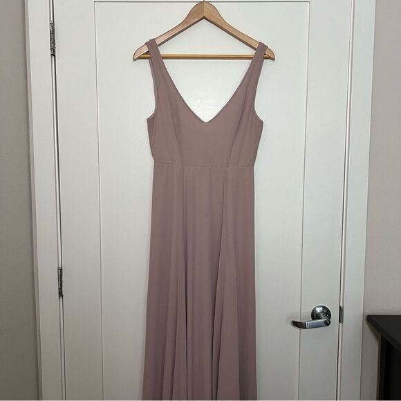 Show Me Your Mumu Jenn Maxi Dress Small Beige Chiffon Sleeveless Bridesmaid - Picture 1 of 11